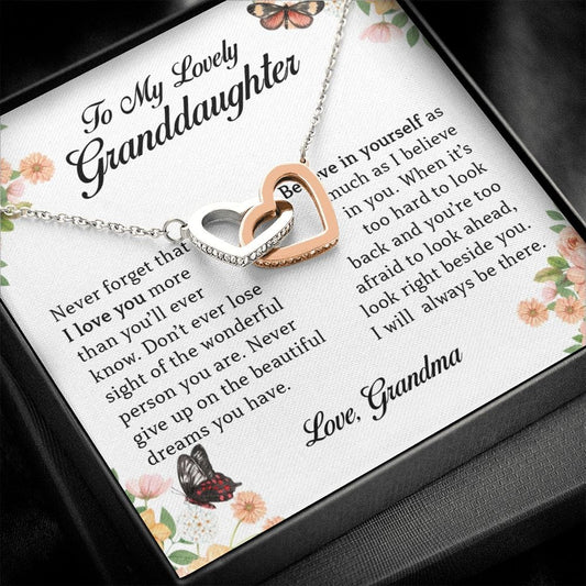 To My Lovely Granddaughter, Interlocking Heart Necklace