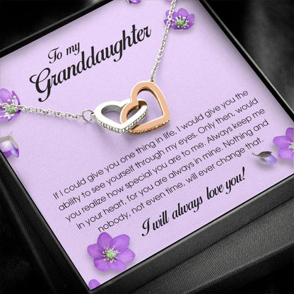 To My Granddaughter, Interlocking Heart Necklace