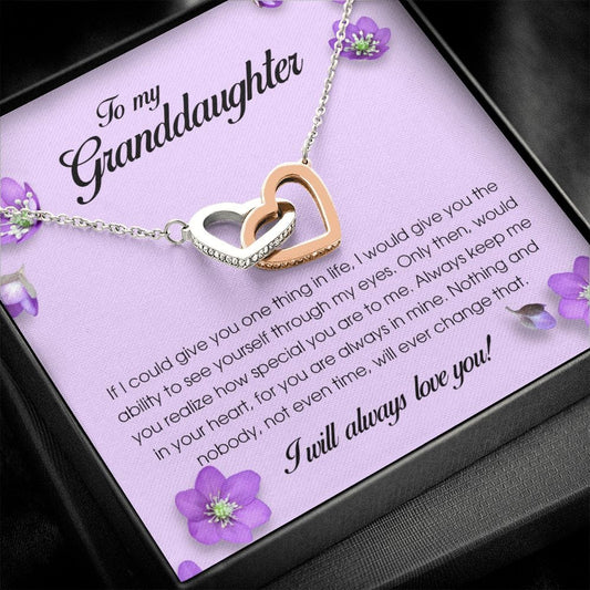 To My Granddaughter, Interlocking Heart Necklace