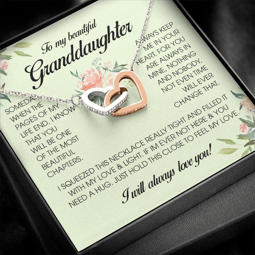 To My Beautiful Granddaughter, Interlocking Heart Necklace