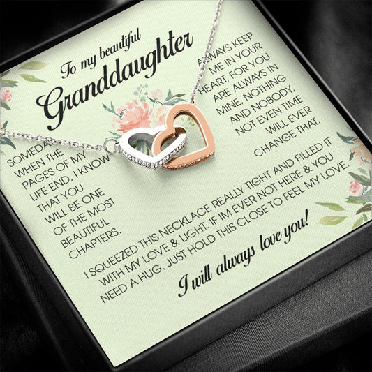 To My Beautiful Granddaughter, Interlocking Heart Necklace