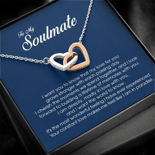 To My Soulmate, Interlocking Heart Necklace