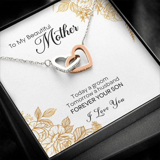 To My Beautiful Mother, Interlocking Heart Necklace