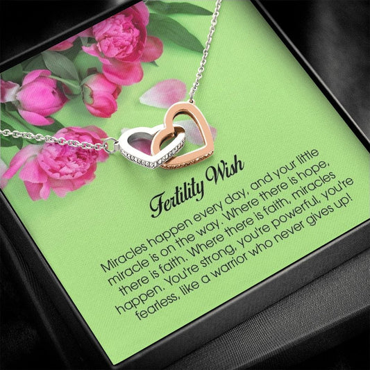 Fertility Wish Gift, Interlocking Heart Necklace