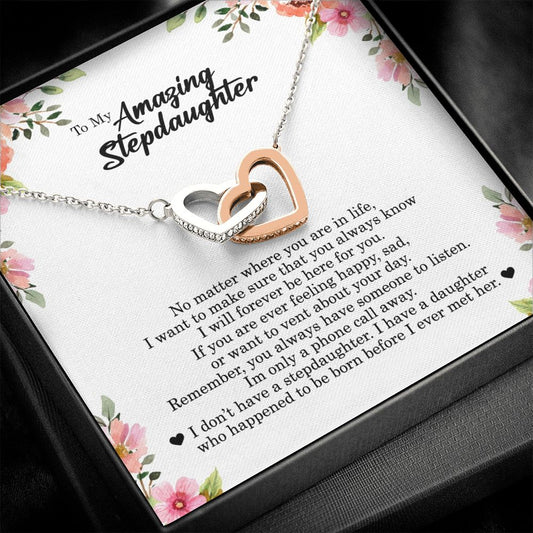 To My Amazing Stepdaughter, Interlocking Heart Necklace