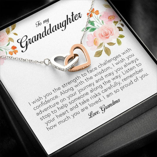 To My Beautiful Granddaughter, Interlocking Heart Necklace