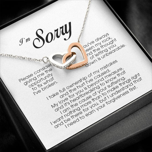 I'm Sorry Gift, Interlocking Heart Necklace