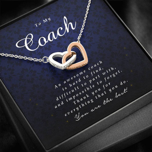 Interlocking Heart Necklace, Thank You Gift for Coach