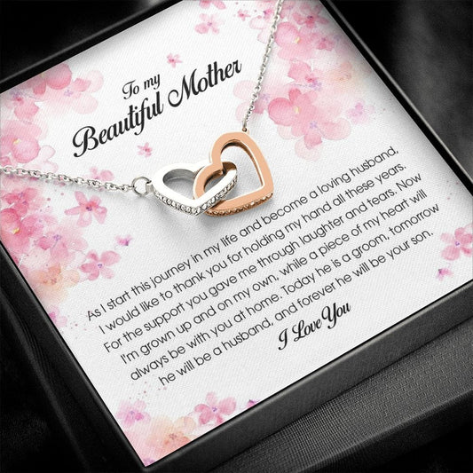 To My Beautiful Mother, Interlocking Heart Necklace
