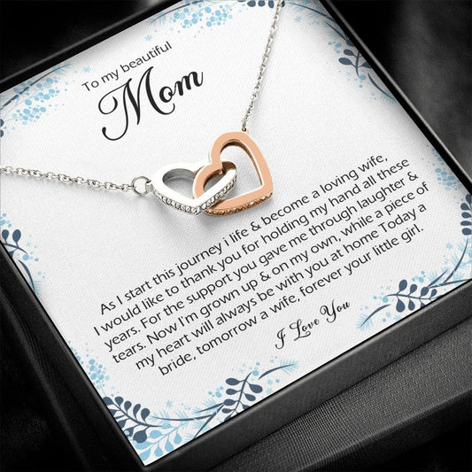 To My Beautiful Mom, Interlocking Heart Necklace