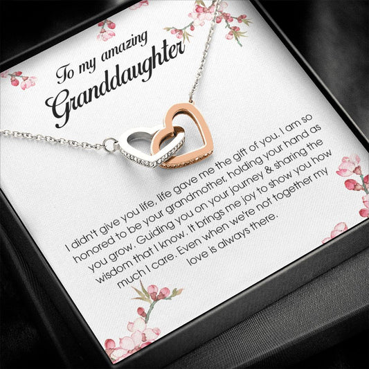 To My Amazing Granddaughter, Interlocking Heart Necklace