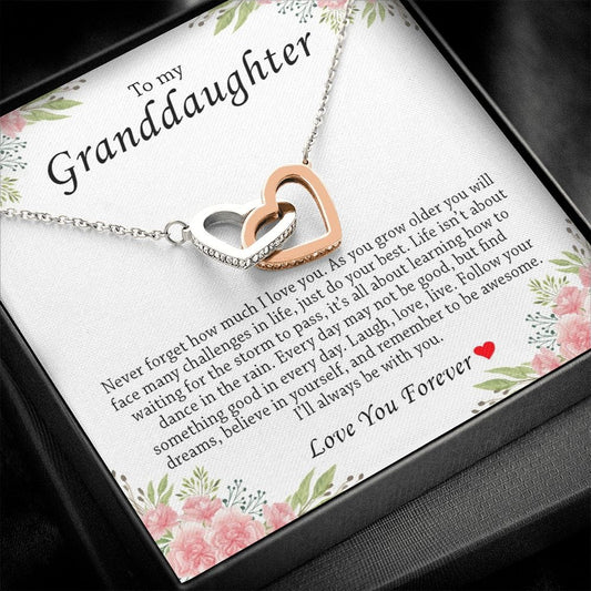 To My Granddaughter, Interlocking Heart Necklace