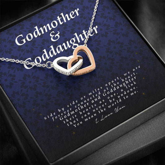 Interlocking Heart Necklace, Godmother and Goddaughter Gift