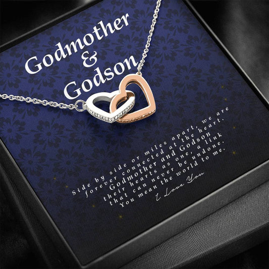 Interlocking Heart Necklace, Godmother and Godson Gift