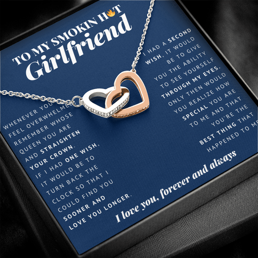 Interlocking Heart Necklace | To My Smokin Hot Girlfriend | Girlfriend Gift | Girlfriend Jewelry | Girlfriend Anniversary Gift | Christmas Gift Idea