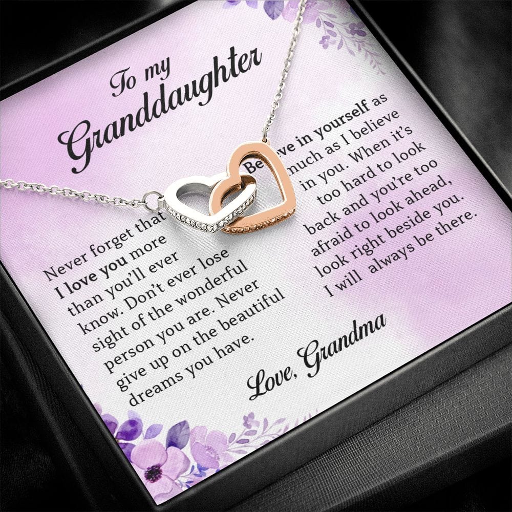 To My Granddaughter, Interlocking Heart Necklace