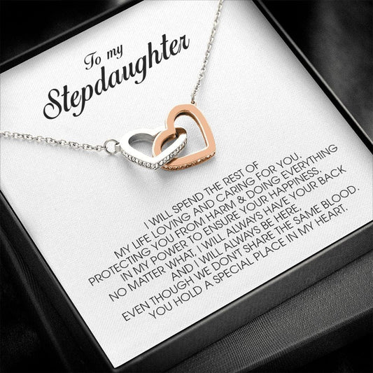 To My Stepdaughter Gift, Interlocking Heart Necklace
