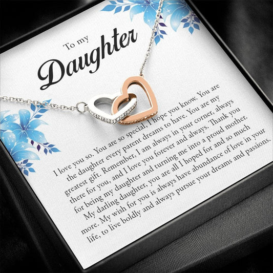 To My Daughter, Interlocking Heart Necklace