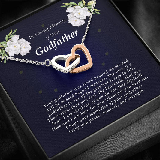 Interlocking Heart Necklace, In Loving Memory of Your Godfather