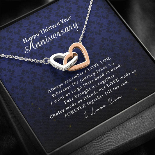 Interlocking Heart Necklace, 13 Year Anniversary Gift