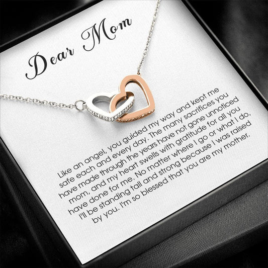 Dear Mom Gift, Interlocking Heart Necklace