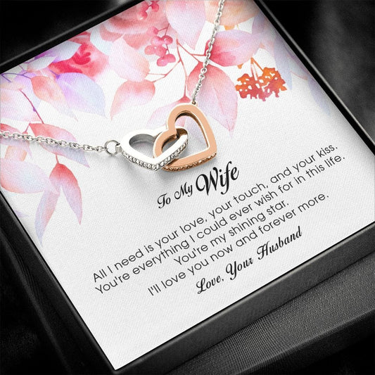 To My Wife , Interlocking Heart Necklace