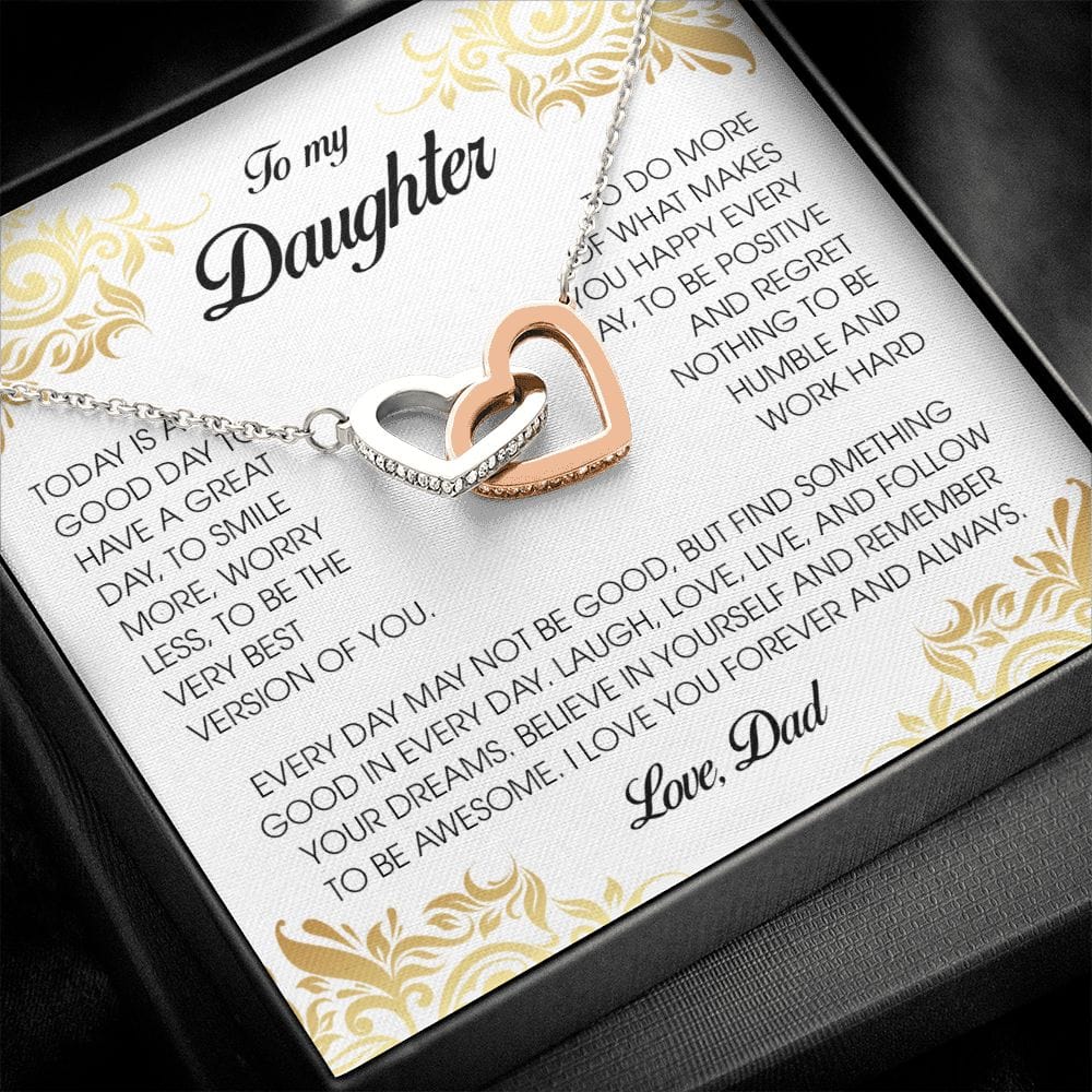 To My Daughter, Interlocking Heart Necklace