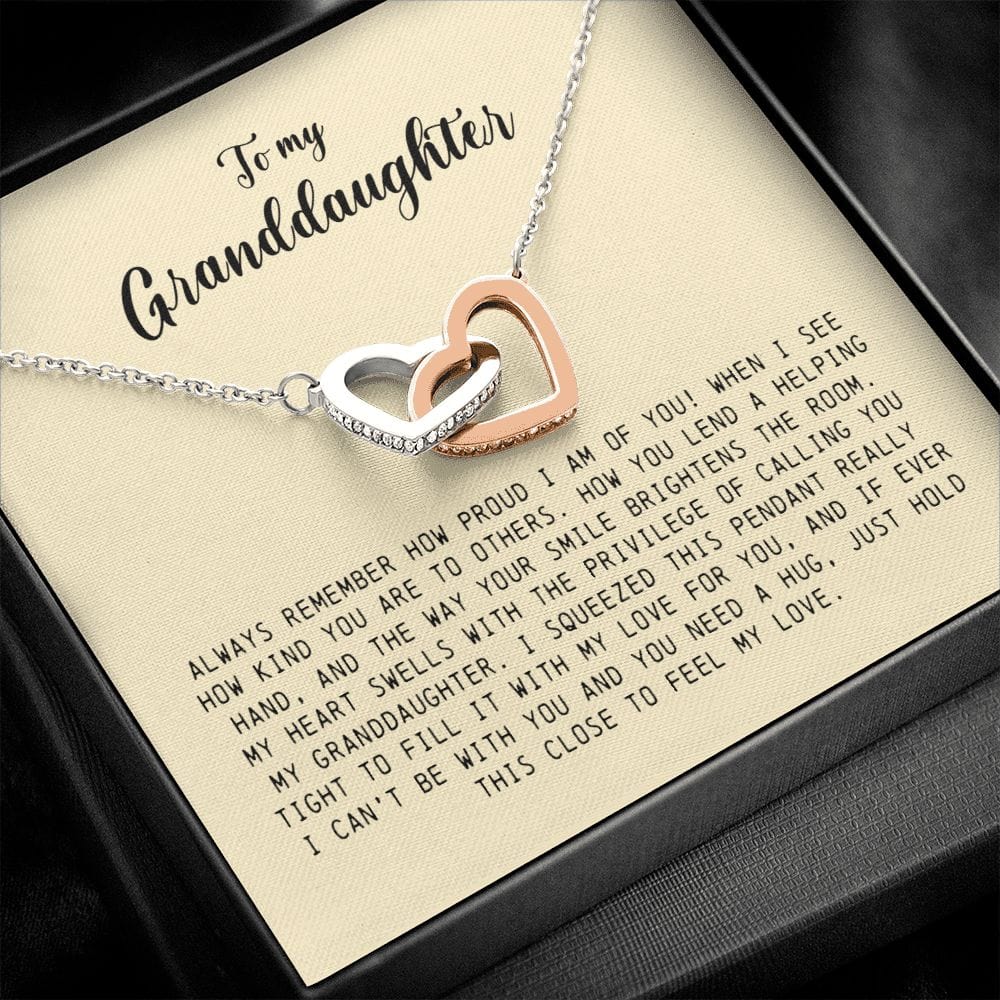 To My Granddaughter, Interlocking Heart Necklace