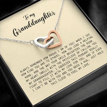 To My Granddaughter, Interlocking Heart Necklace