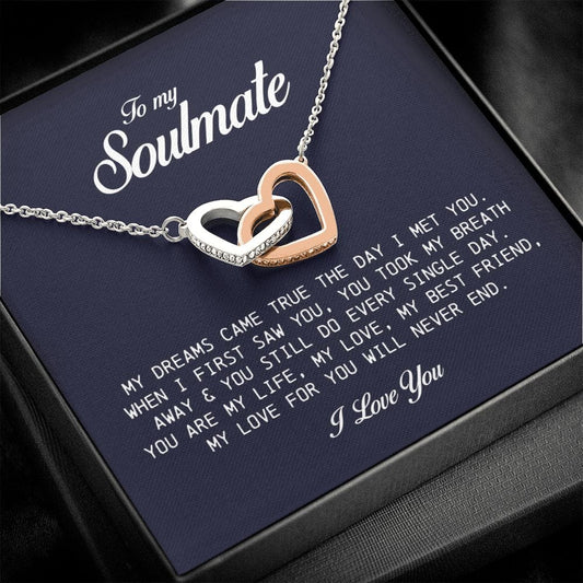 To My Soulmate, Interlocking Heart Necklace