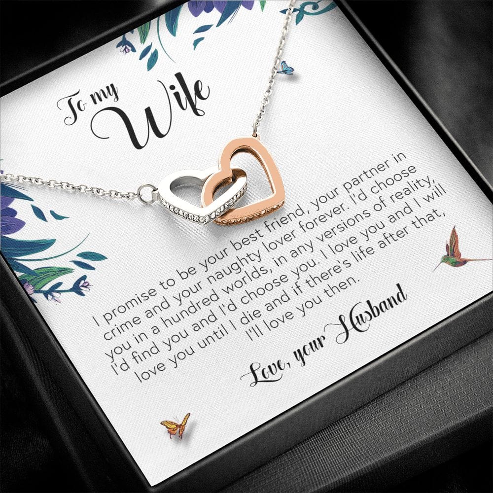 To My Wife, Interlocking Heart Necklace