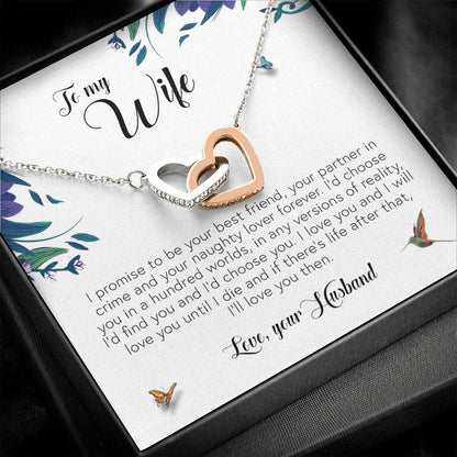 To My Wife, Interlocking Heart Necklace