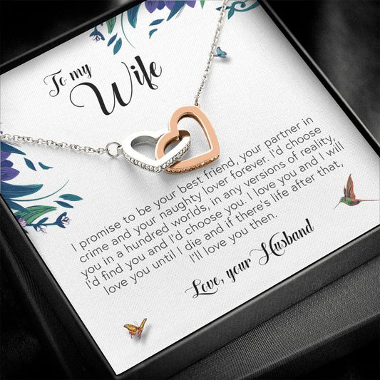 To My Wife, Interlocking Heart Necklace