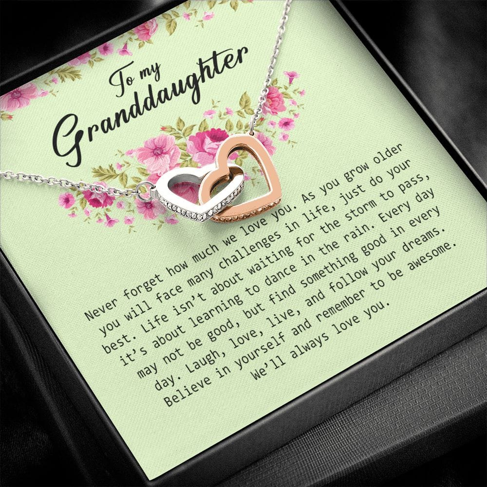 To My Granddaughter, Interlocking Heart Necklace