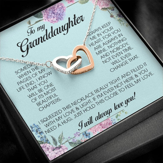 To My Granddaughter, Interlocking Heart Necklace