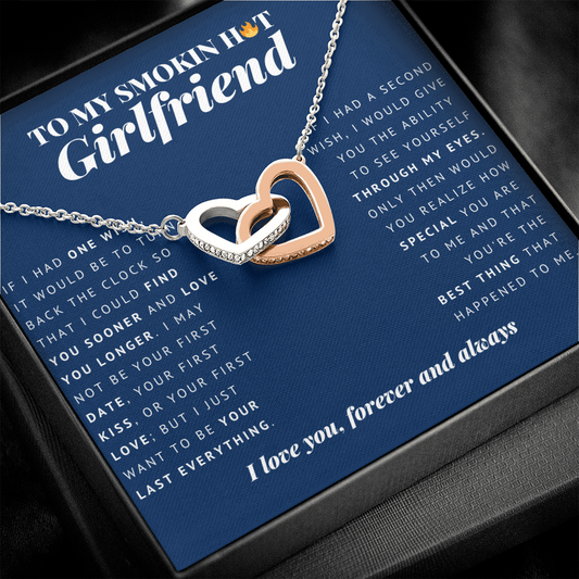 Interlocking Heart Necklace | To My Smokin Hot Girlfriend | Girlfriend Gift | Girlfriend Jewelry | Girlfriend Anniversary Gift | Best Christmas Gift Idea
