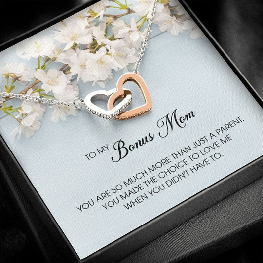 Bonus Mom Gift, Interlocking Heart Necklace