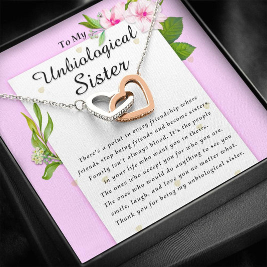 Interlocking Heart Necklace, To My Unbiological Sister