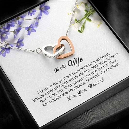 To My Wife , Interlocking Heart Necklace