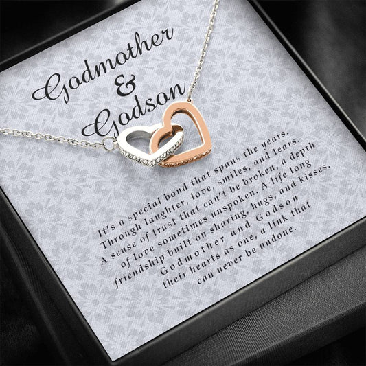 Interlocking Heart Necklace, Godmother Gift