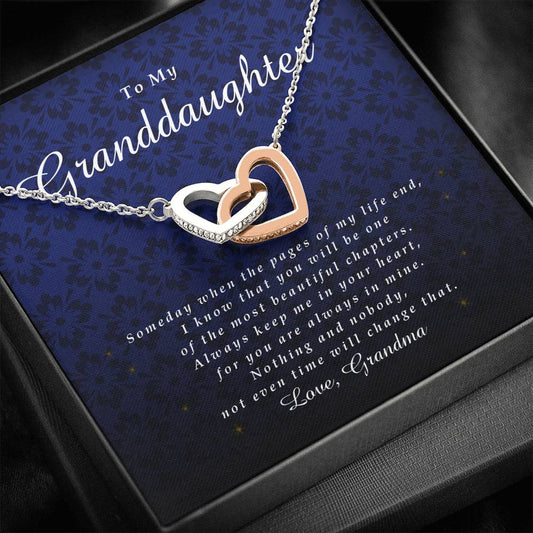 Interlocking Heart Necklace, Gift for Granddaughter from Grandma