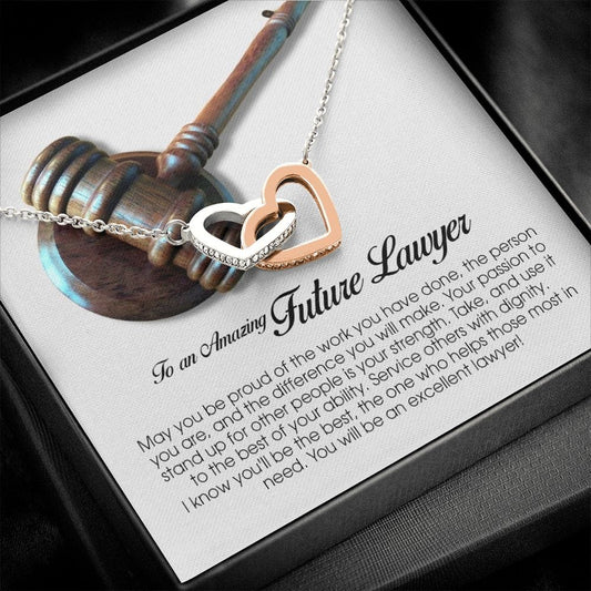Future Lawyer Gift, Interlocking Heart Necklace