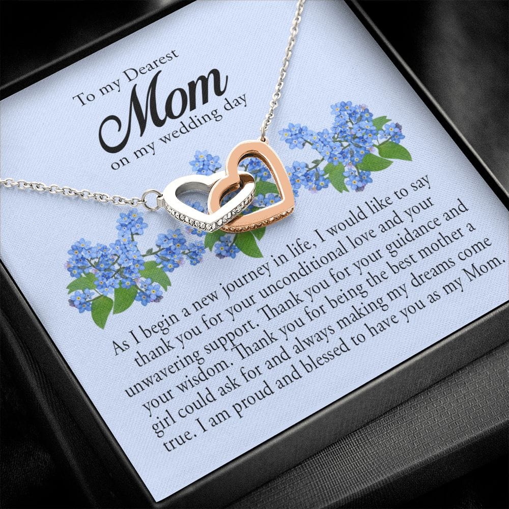 To My Dearest Mom on My Wedding Day, Interlocking Heart Necklace