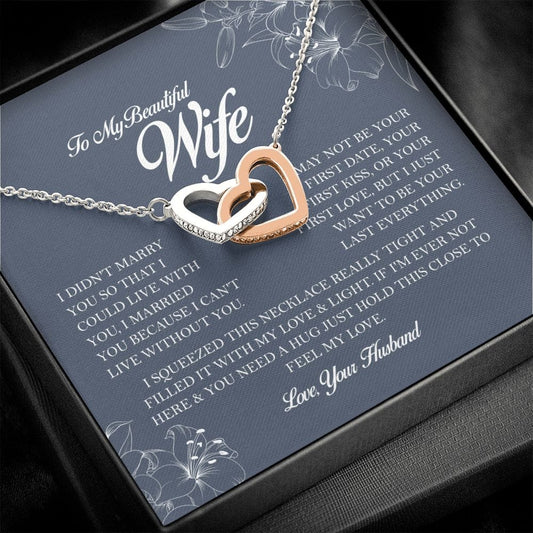 To My Beautiful Wife, Interlocking Heart Necklace