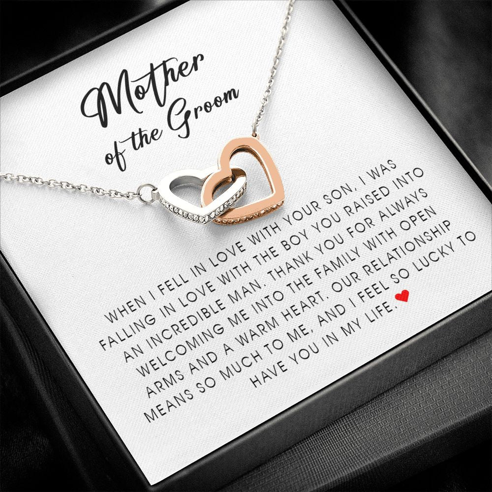 Mother of The Groom Gift, Interlocking Heart Necklace