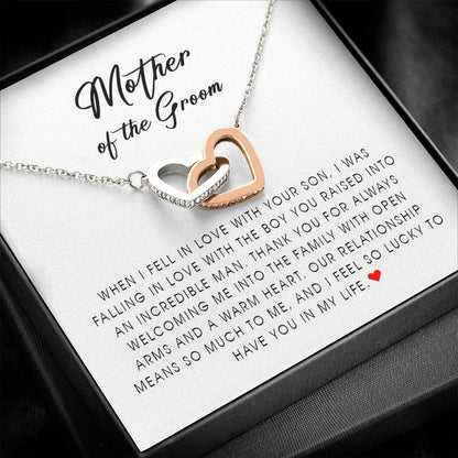 Mother of The Groom Gift, Interlocking Heart Necklace