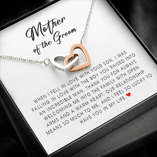 Mother of The Groom Gift, Interlocking Heart Necklace