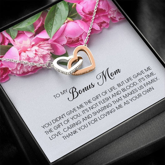 Bonus Mom Gift, Interlocking Heart Necklace