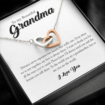 To My Beautiful Grandma, Interlocking Heart Necklace