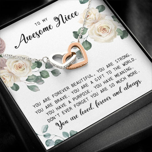 To My Awesome Niece, Interlocking Heart Necklace